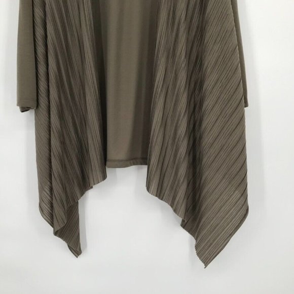 Chico’s 1 women's Easywear Jacket Open Cardigan Size medium Brown pleated knit - Picture 2 of 5